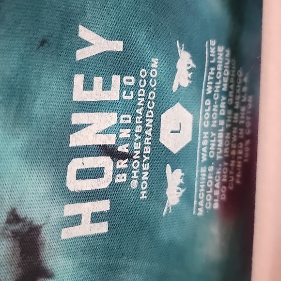 HONEY BRAND Logo Tie Dye T-Shirt Women's Size L NWT - Picture 4 of 6